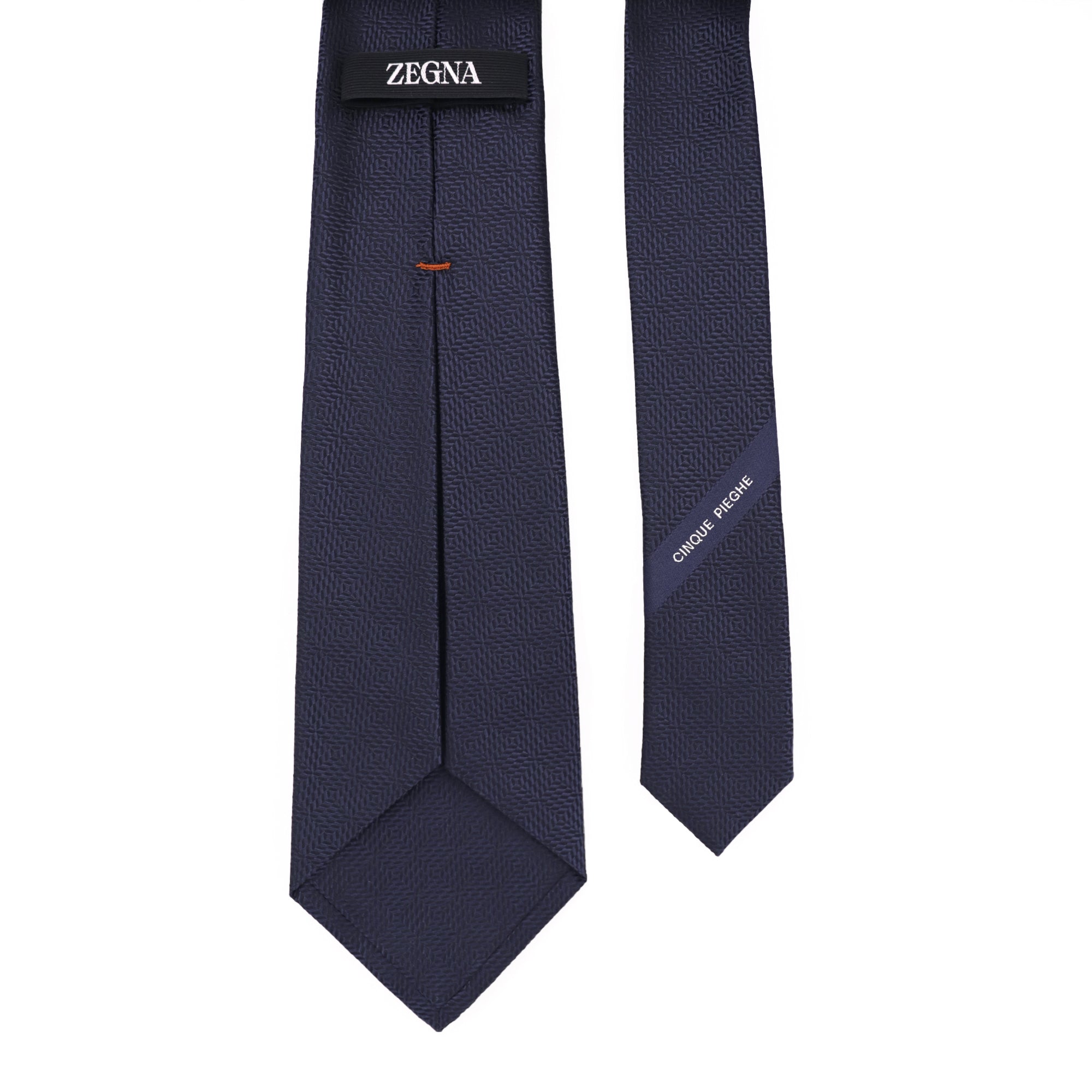 Zegna 5 fold DARK BLUE NATURAL SILK TIE (CINQUE PIEGHE)