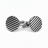 Red Horizontal Stripe Round Cufflinks (Online Exclusive) (Copy)