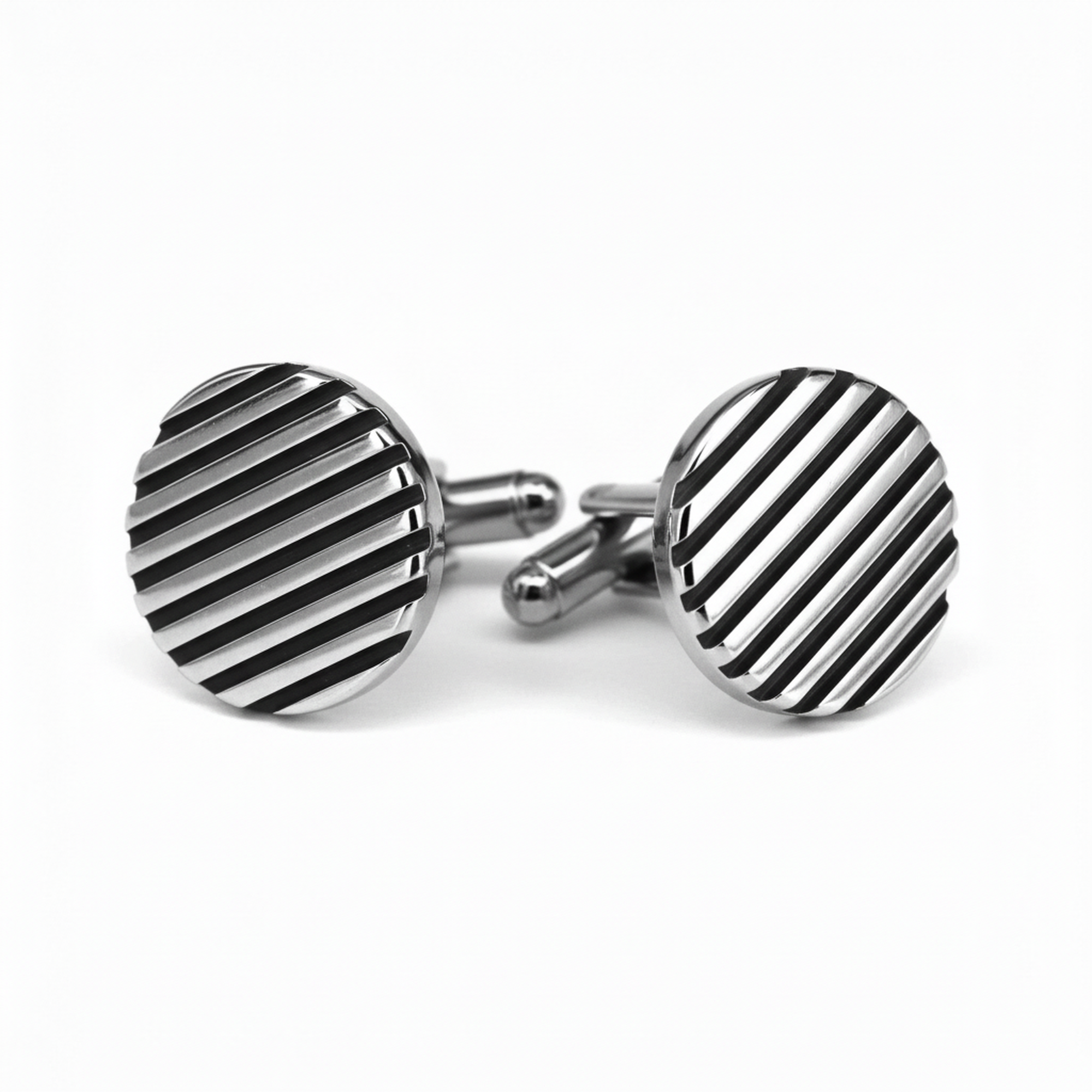 Red Horizontal Stripe Round Cufflinks (Online Exclusive) (Copy)
