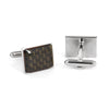 Brown Carbon Fiber rectangle Cufflinks in Silver