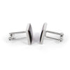 Brown Carbon Fiber rectangle Cufflinks in Silver