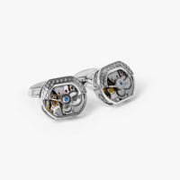 Tonneau Skeleton Cufflinks Rhodium Plated Silver (Limited Edition)