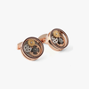 Round Gear Carbon Fibre cufflinks with rose gold finish