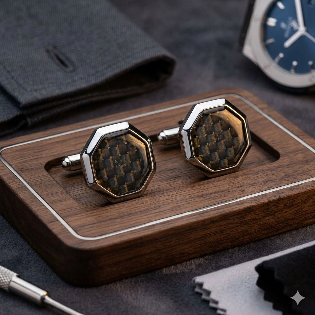 青铜色碳纤维袖扣 Marzthomson Cufflinks