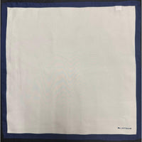 A.Azthom Solid Silk Pocket Square – Minimalist Off-White & Royal Blue Frame (32x32cm)