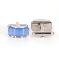 Spherical wedge in light blue fiber optic Cufflinks