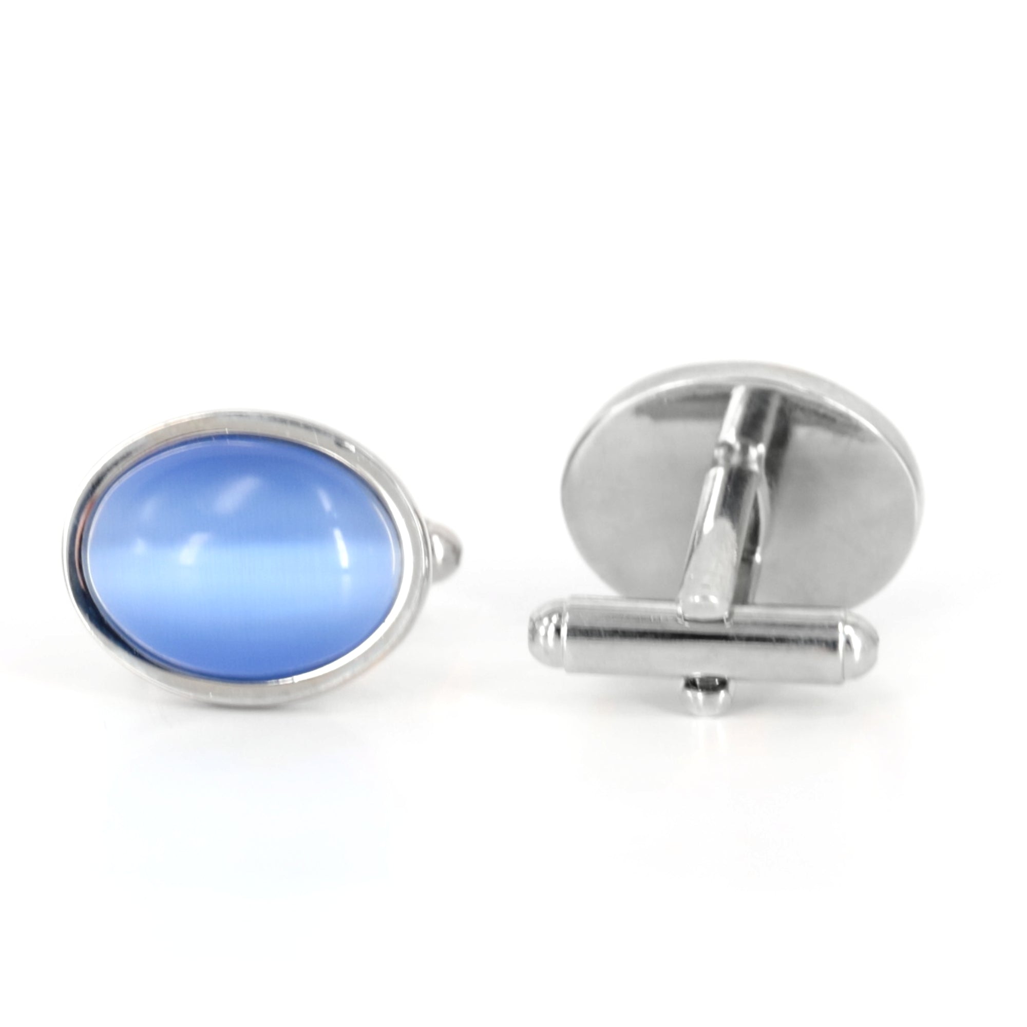 Oval Light Blue Fibre Optic Glass Cufflinks (Online Exclusive)