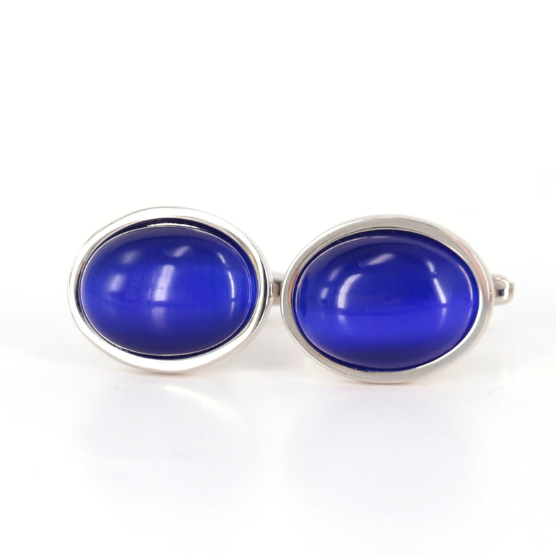 Oval Persian Blue Fibre Optic Glass Cufflinks (Online Exclusive)
