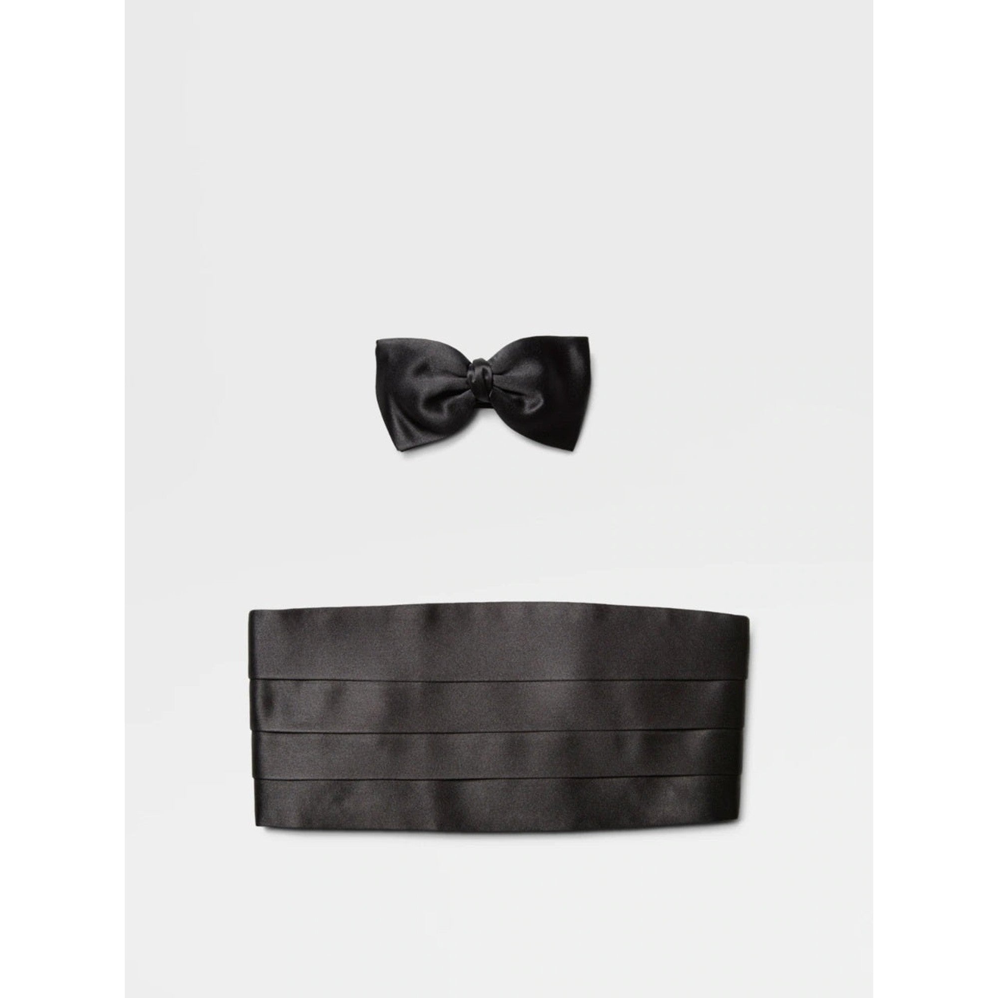 Ermenegildo Zegna Black Bow Tie And Cummerbund set-Cummerbund-Ermenegildo Zegna-Cufflinks.com.sg