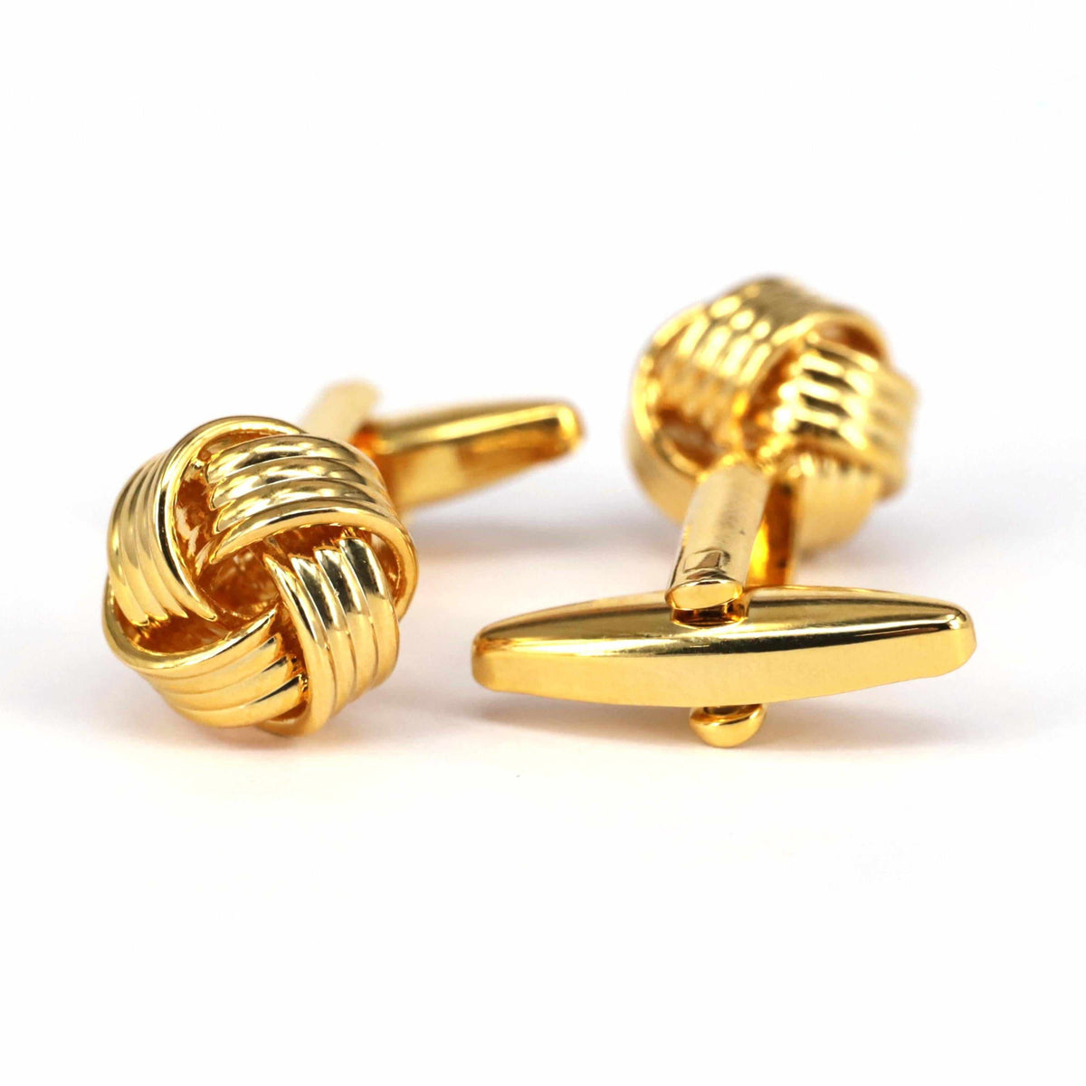 Gold Ribbed Knot Cufflinks-Cufflinks.com.sg