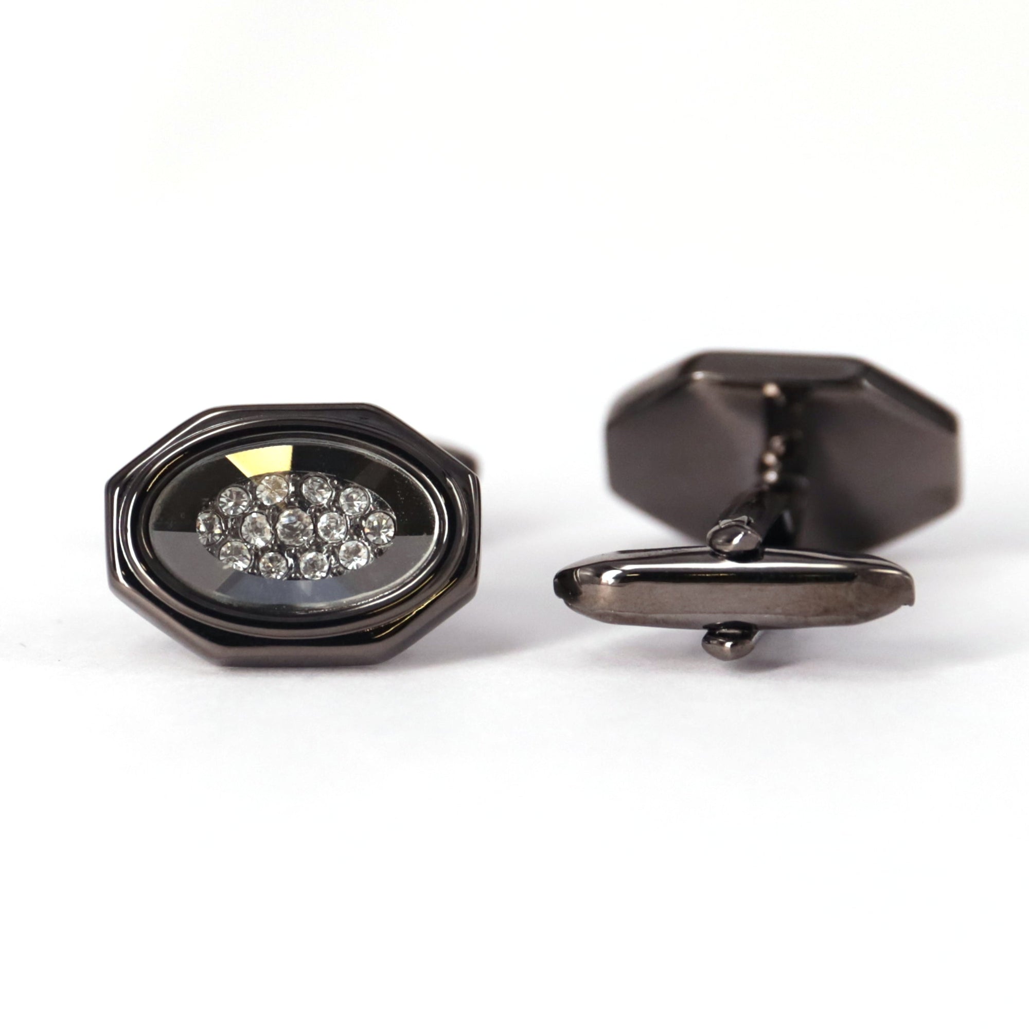 Gunmetal Cufflinks with Crystal Details M16-Cufflinks.com.sg