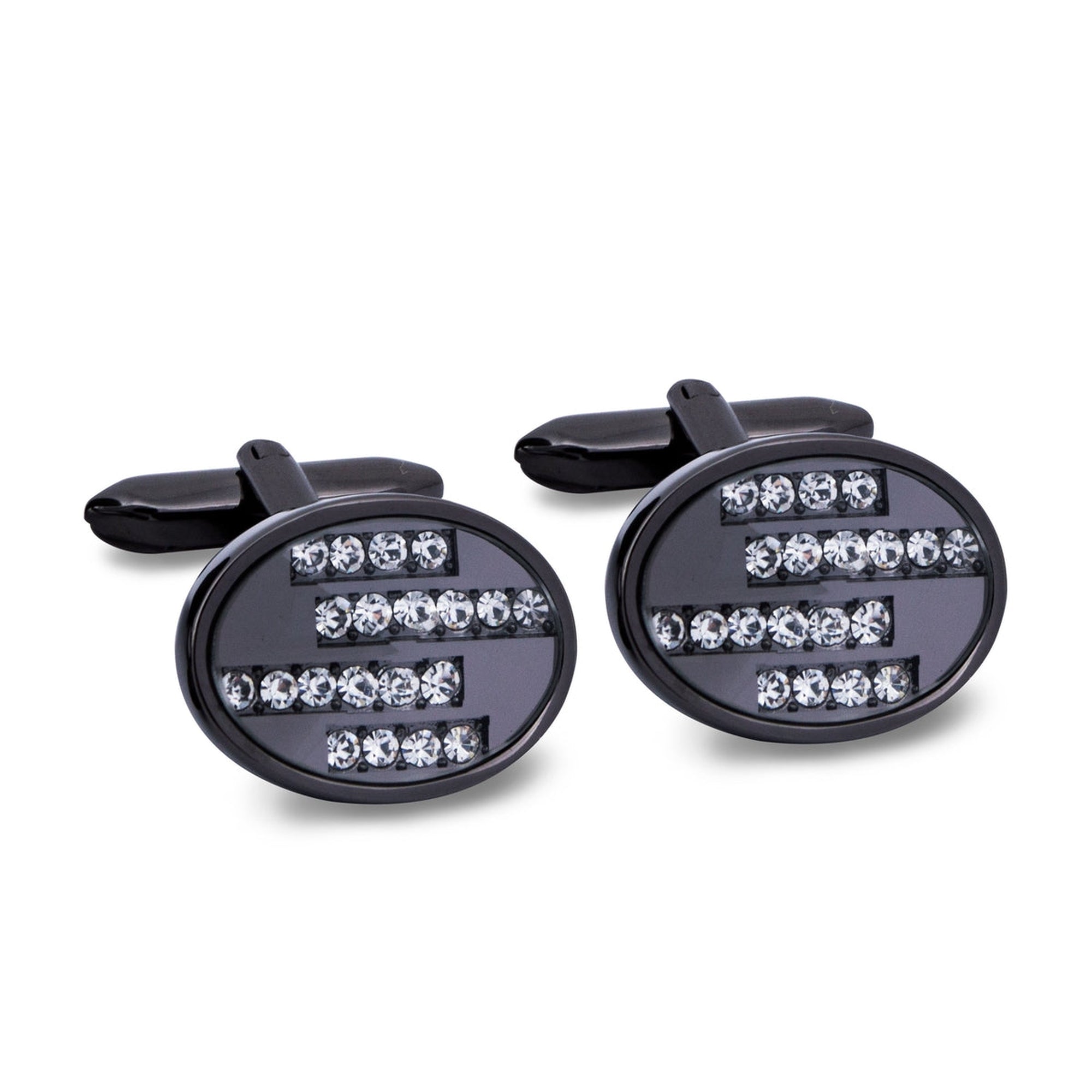 Gunmetal Cufflinks with Crystal Details M16-Cufflinks.com.sg