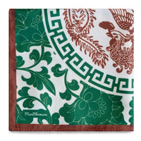 Phoenix Pocket Square with Dark Green and Maroon Trimmings-Pocket Squares-MarZthomson-Cufflinks.com.sg