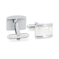 Rectangle White Mosaic Tile Cufflinks-Cufflinks.com.sg