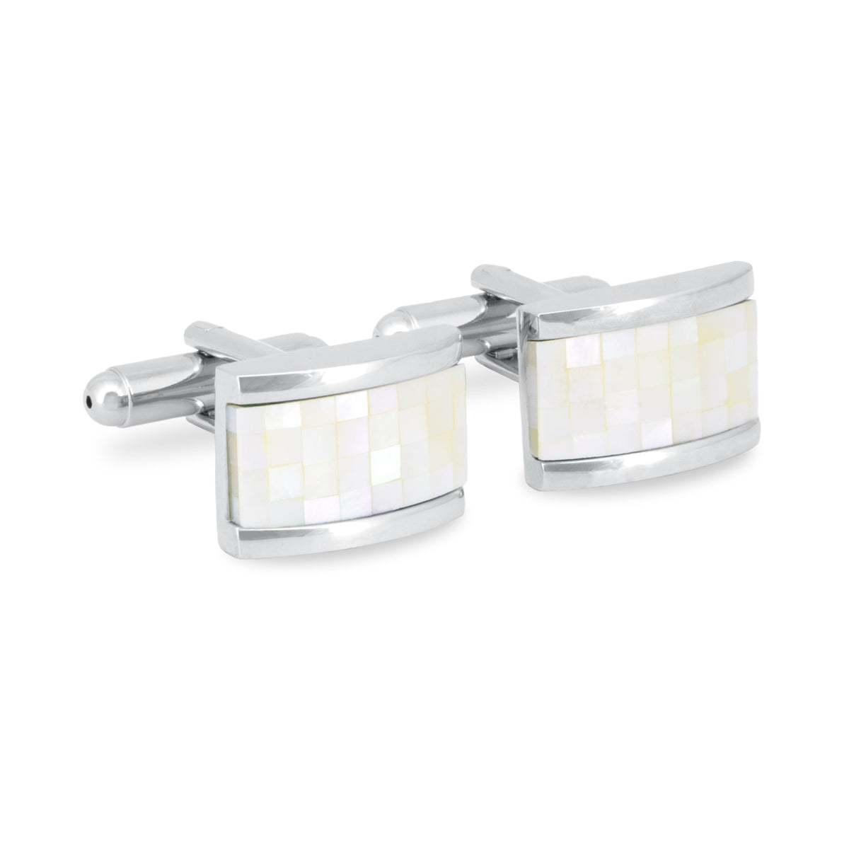Rectangle White Mosaic Tile Cufflinks-Cufflinks.com.sg