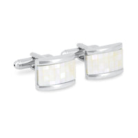 Rectangle White Mosaic Tile Cufflinks-Cufflinks.com.sg