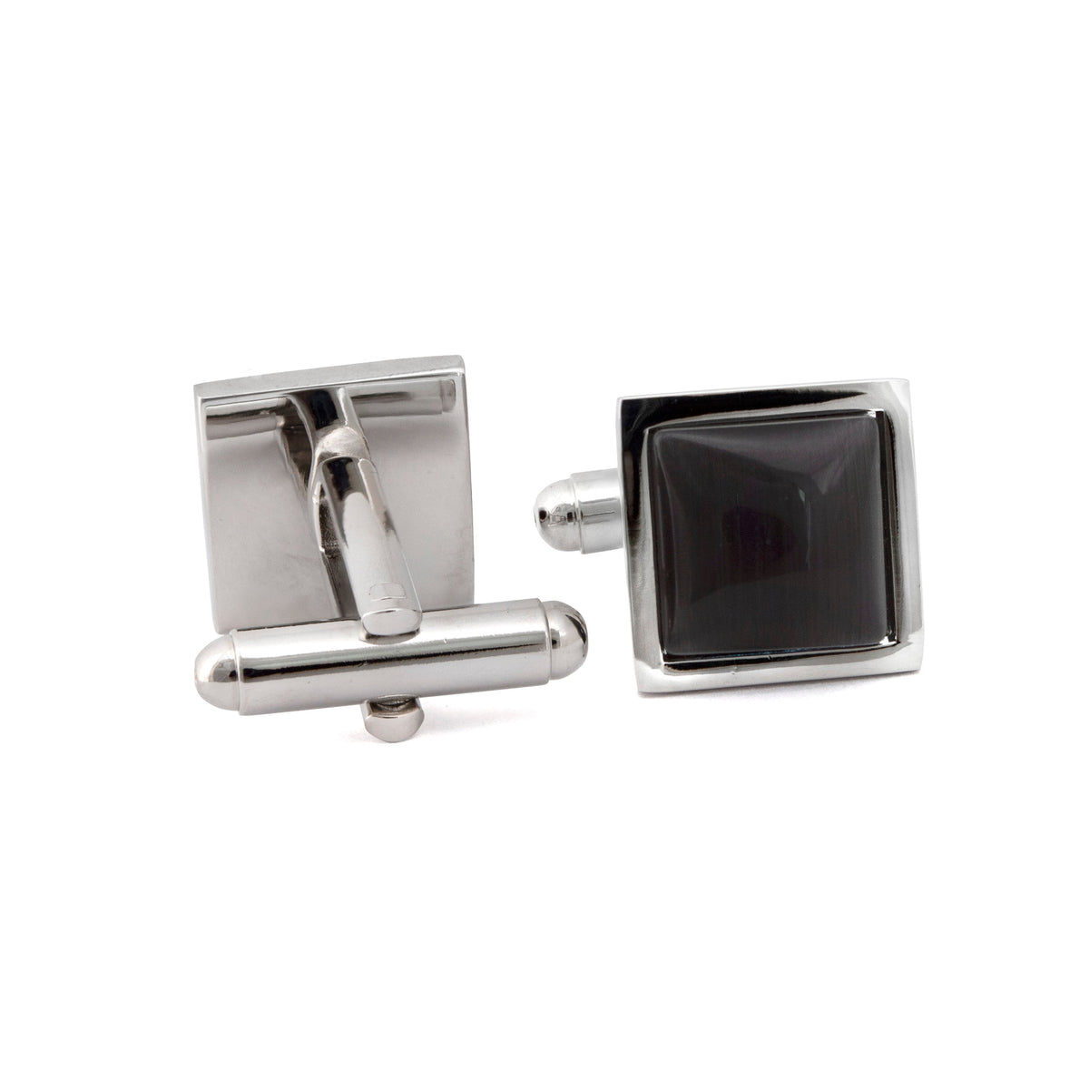 Simple Square Grey Fibre Optic Glass Cufflinks-Classic Cufflinks-MarZthomson-Cufflinks.com.sg