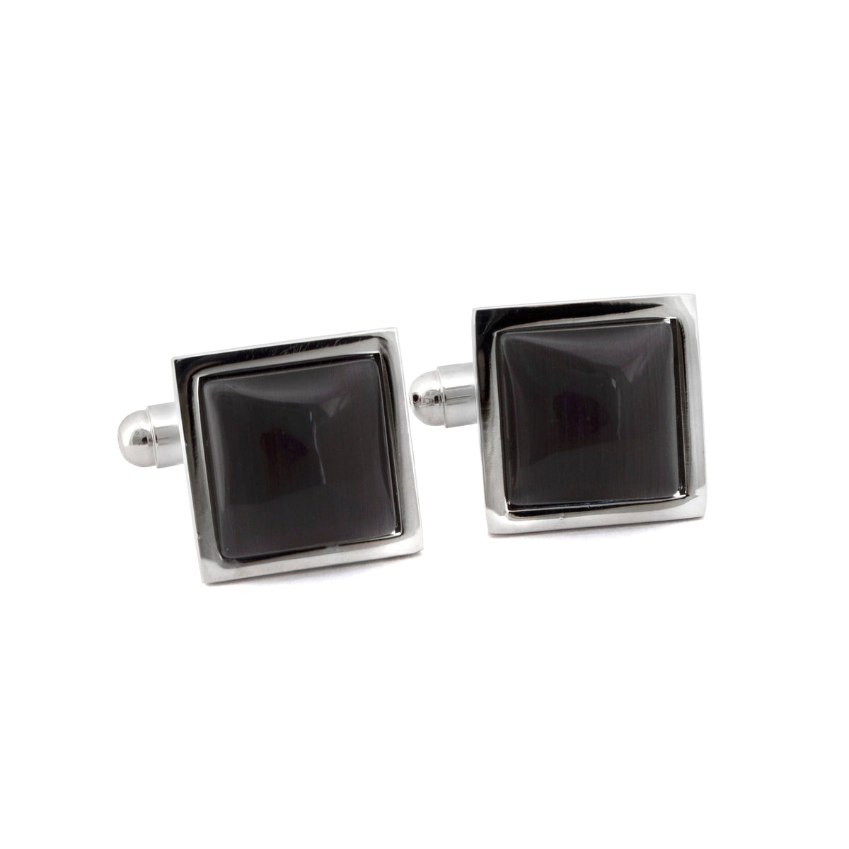 Simple Square Grey Fibre Optic Glass Cufflinks-Classic Cufflinks-MarZthomson-Cufflinks.com.sg