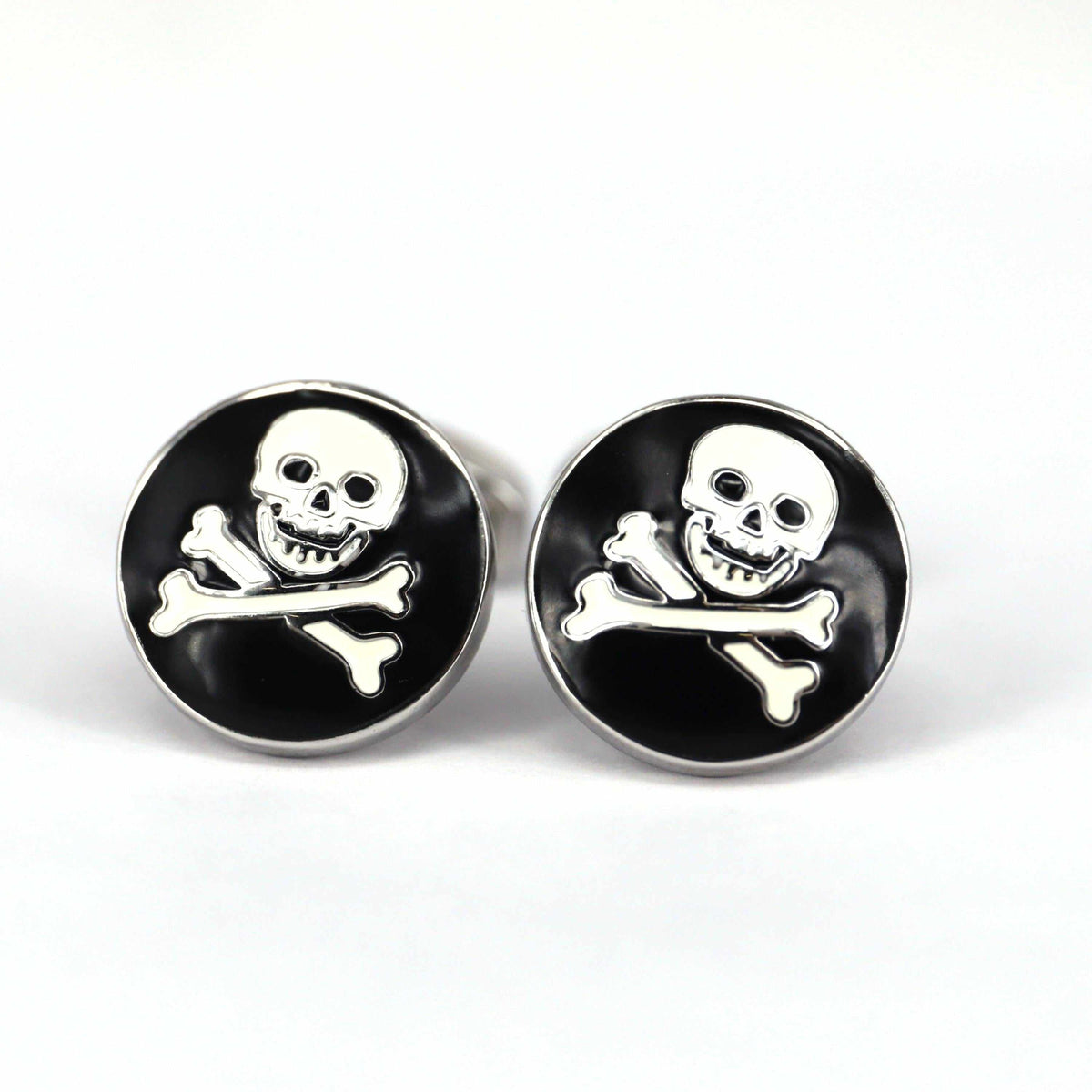 Skull and Crossbones Skeleton Enamel Cufflinks-Cufflinks.com.sg