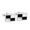 White Mother of Pearl and Black Agate Checkered Cufflinks-Classic Cufflinks-MarZthomson-Cufflinks.com.sg